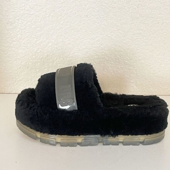 UGG FLUFFITA CLEAR FLUFF SLIDE PLATFORM SANDALS -BLACK -WOMEN’S US 10 -NEW - Picture 15 of 16